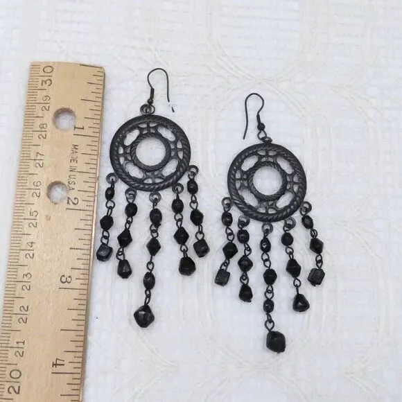 Chandelier Earrings Women Black Dangles Boho Gypsy Style Casual Goth Witchy - Picture 6 of 9
